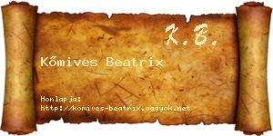 Kőmives Beatrix névjegykártya